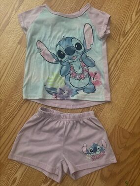 Disney Pink and Blue Stitch Short Sleeve Pajama Set